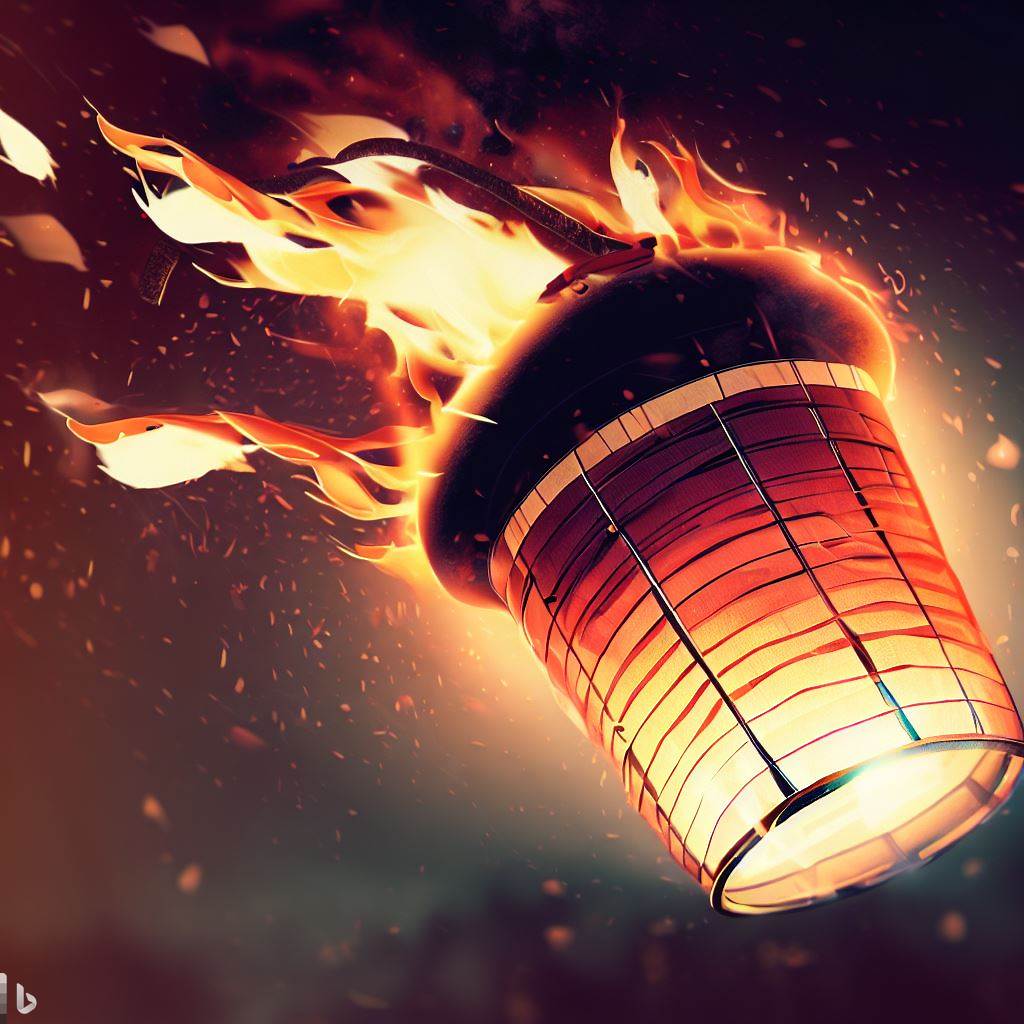 Chinese lantern on fire